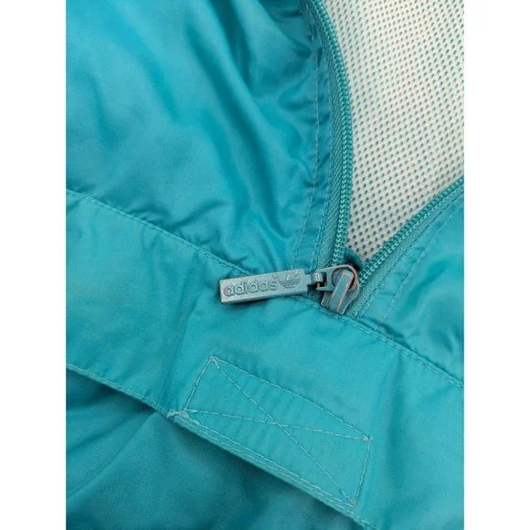 Vintage 80's Adidas 2XL Teal Navy Neon Pink‎ Color Block Track Jacket Football